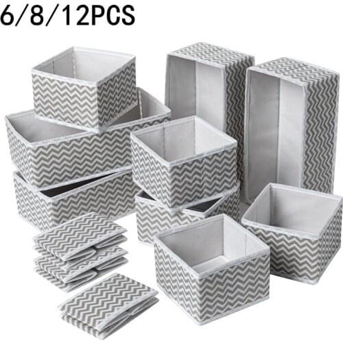 6Pcs/8Pcs/12Pcs Non-woven Folding Underwear Storage Box Cabinet Bra Socks Panties Drawer Organizer Home Supplies