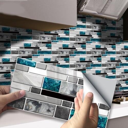 Mediterranean Style Flower Pearl Membrane Tile Stickers, Bathroom Living Room Waterproof Pvc Wall Stickers, Kitchen Wall Stick