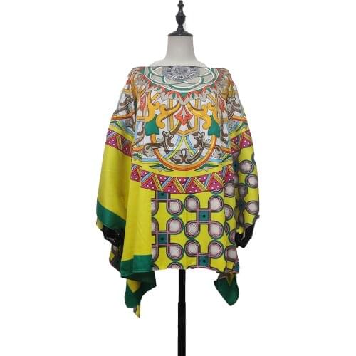 Thailand Popular 2021 New Floral One-shoulder Party Batwing Sleeve Blouse For Women Dashiki Plus Traditional Muslim Lady Clothes