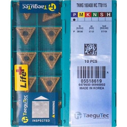 TNMG160408-MC TT8115 Original Taegutac Carbide Inserts Turning Inserts Lathe Tools 10Pcs/Lot