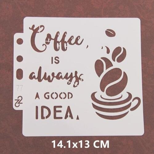 Coffee Cup English Layering Stencils Wall Painting Embossing DIY Scrapbooking Album Crafts Drawing Board Decor Stamping Template