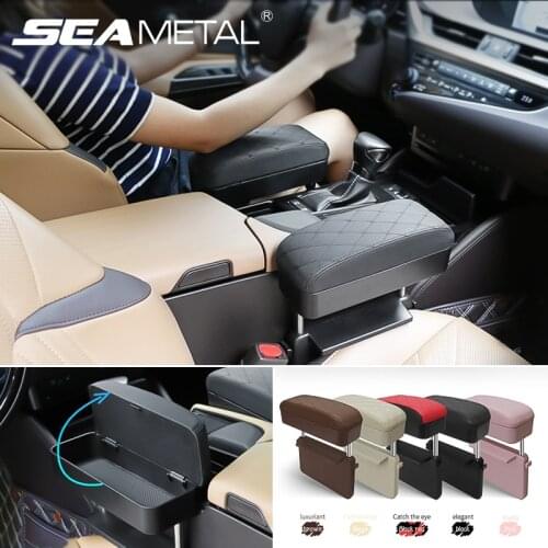 Universal Car Organizer Storage Box PU Leather Elbow Support Removable Armrest Box Adjustable Height Auto Seat Gap Storage Box