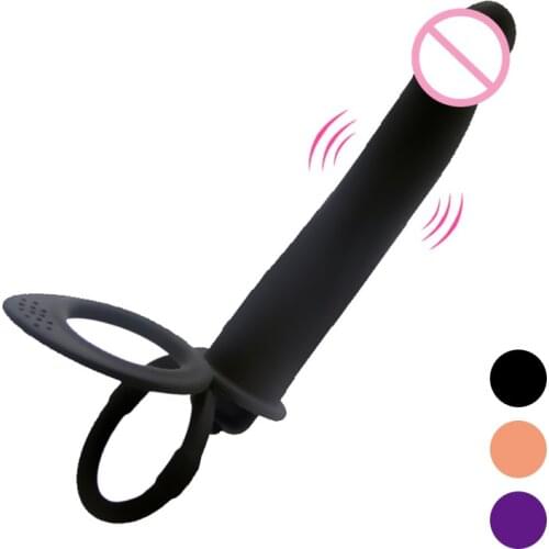 Sex Vibrator Double Penetration Silicone Dildo Vibrating Strap on Anal Plug Butt Intimate Sex Toy Anus Stuff for Couple