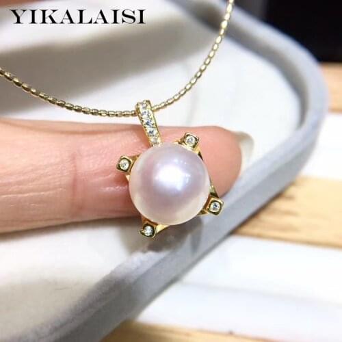 YIKALAISI 925 Sterling Silver Jewelry Pearl Pendants 2019 Fine Natural Pearl jewelry 8-9mm Pendants For Women wholesale