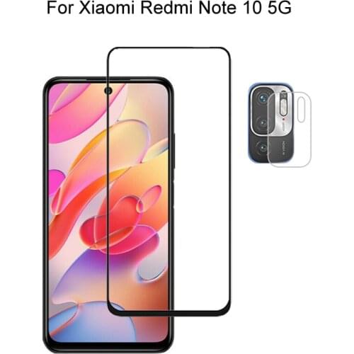 For Xiaomi Redmi Note 10 5G Screen Protector Protective Tempered Glass Full Cover Explosion Proof & Camera Lens Film