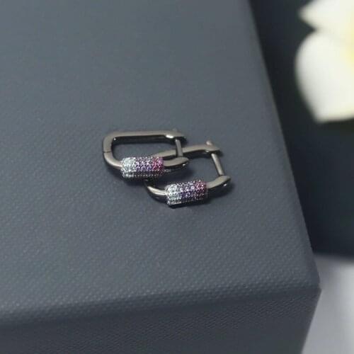 SLJELY Fashion Real 925 Sterling Silver Lagoon Burgundy and Purple Zircon Chain Link Earrings Women Luxury Brand Party Jewelry