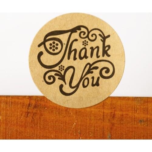 102PCS Vintage Flower Thank You Round Sealing Label Adhesive Kraft Seal Sticker For Baking Gift Stickers Funny DIY Work