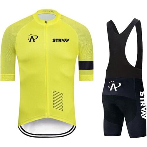 2021 STRVAV Black Cycling Jersey 19D Bib Set MTB Uniform Bike Clothing Quick Dry Bicycle Wear Clothes Mens Short Maillot Culotte