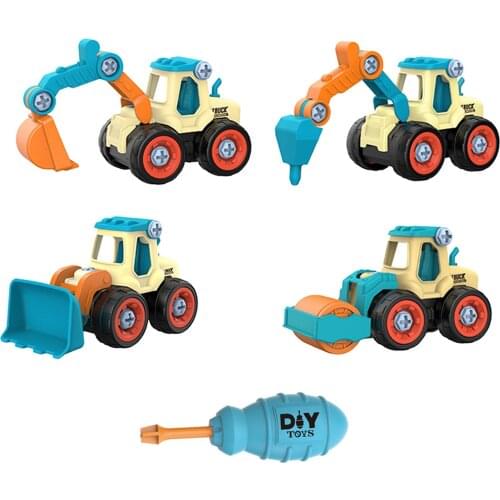 4pcs Creative Nut Disassembly Loading Engineering Truck Education Toys Model