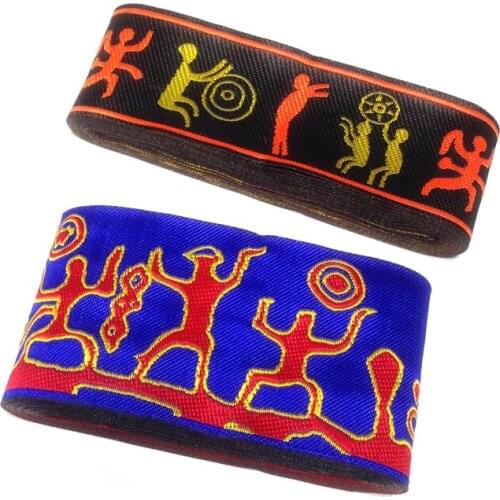 5CM/6CMX8yard polyester woven jacquard ribbon Flower mountain and wall painting embroidery national trim lace DIY accessories