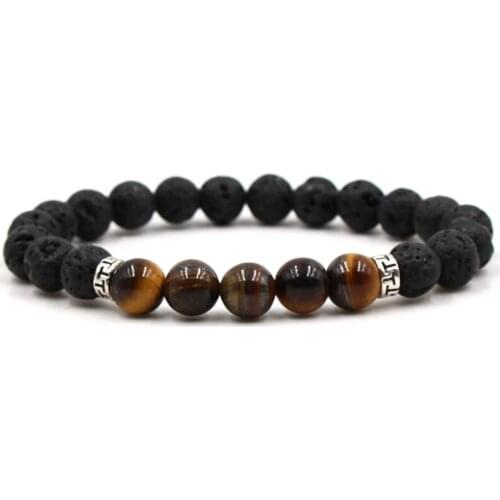 8Colors Essential Oil Perfume Diffuser 8mm Black Lava Stone Beads Bracelet Rainbow 7 Chakra Balance Bracelet Stretch Jewelry