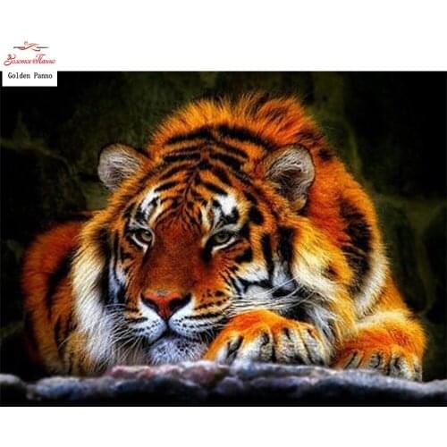 Golden panno 5D DIY Diamond Painting Diamond Embroidery Painting Animal Mosaic Tiger Full Square Diamond Home Decoration