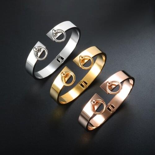 ZMFashion Punk Cuff Bracelet For Men Women High Quality Stainless Steel Bangle Hanging Circle Jewelry Accessories pulseira aco