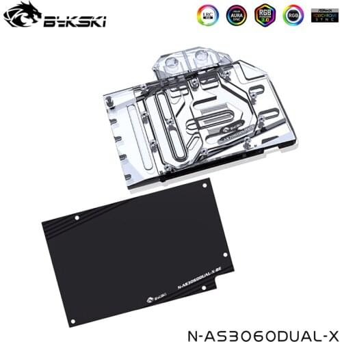 Bykski Computer Water Cooler For ASUS DUAL RTX 3060 12G GAMIING Card Cooling Copper Block,Included Back Plate ,N-AS3060DUAL-X