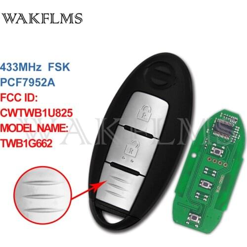 CWTWB1U825 Smart Car Key Fob 433MHz PCF7952A For Nissan Mircra Juke Note Leaf Cube Navara Renault Alaska 285E3-1KA9D TWB1G662