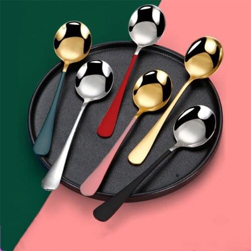 Coffee Spoon Dessert Spoon Cutlery Stainless Steel Ice Cream Spoon Scoop Creative Spoon tea-spoon Soup Spoon Fashion Tableware