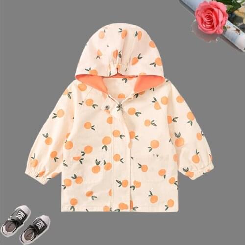 Hooded Toddler Spring & Autumn Jackets for Girls 2021 New Kids Print Coats for Teenagers 12M-8 Years Outerwear Children Clothes