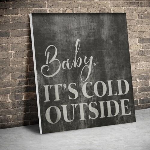 Framed Baby Its Cold Outside Christmas Posters Canvas Paintings Wall Art Canvas Prints Pictures Kids Room Home Wood Inner Frame