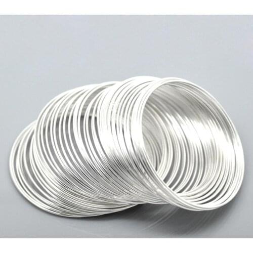 DoreenBeads Steel Wire Memory Beading Bracelets Components Round Silver color 5cm-5.5cm Dia, 15 Loops new