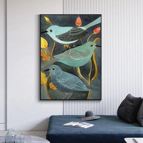 Elegant Poetry Animal Bird Nightingale Canvas Painting Wall Art Nordic Posters and Prints Wall Pictures for Living Room Decor