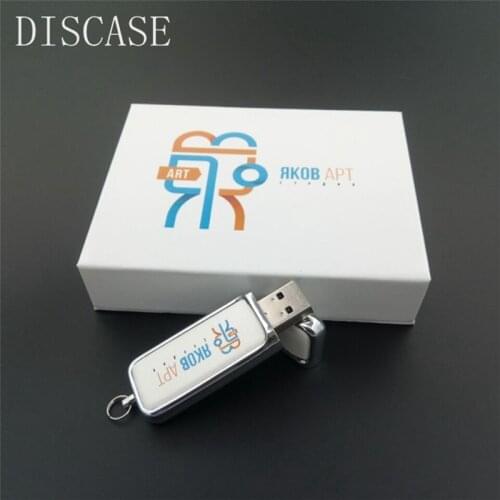 Custom Logo 10pcs / lot Leather Usb 2.0 Flash Pen Drive With Box Colour Print Logo Photo Wedding Gift 4GB 8GB 16GB 32GB Sticks