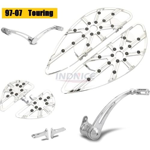 Chrome gauge floorboards Touring Road king FLHR 1997-2007 Rear brake shifter levers for harley street glide FLHX 06-07