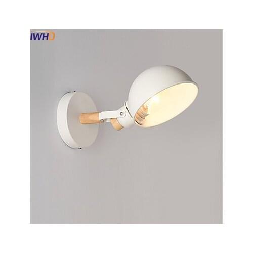 IWHD Nordic Modern LED Wall Lights For home Lighting Bedroom Wooden LED Wall Lamp Sconce Arandelas Apliques Pared