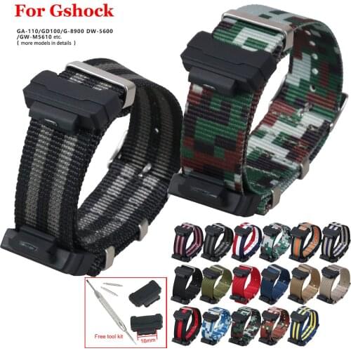 Camo Nylon Watch Strap for G-SHOCK Watch Band Wrist Bracelet for Casio Gshock GA-110 300 DW6900 GD120 G-5600 GW-M5610 GLS8900