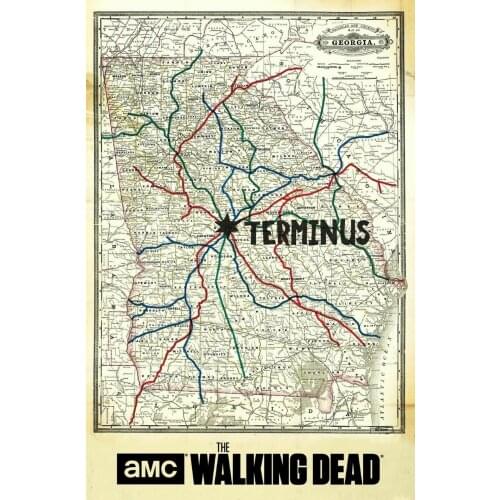 The Walking Dead - Terminus Map Art Silk Poster Print 24x36inch