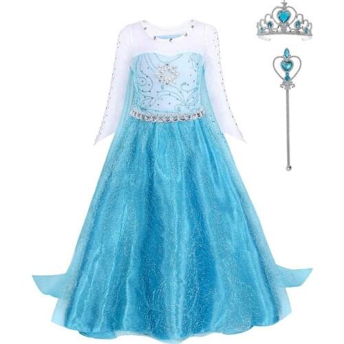 FONLAM Girls Princess Dress Costume Childrens Carnival Disguise Party Anna Elsa Halloween Festive Cosplay Carnival