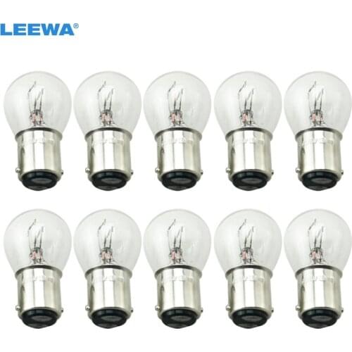 LEEWA 10pcs 24V 1157 BA15D P21/5W S25 Car Clear Glass Lamp Brake Tail Bulb Truck Bus Indicator Halogen Lamp #CA1690