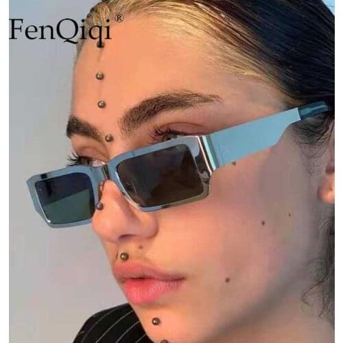 Small Rectangle Sunglasses Metal Square Oculos Feminino Punk Eyewear Vintage Stainless Steel Shades Glasses