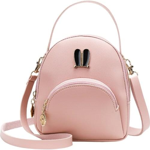 La MaxZa Women Mini Backpack PU Leather Lovely Cat Teenage Girls Kids Multi-Function Small Bagpack Ladies School Mochila Hole