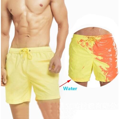 2020 New 1Pcs Mens Summer Discoloration Swimming Trunks Magical Change Color Beach Shorts Quick Dry Bathing Shorts Party Gifts