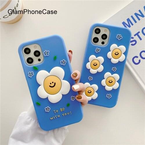 GlamPhoneCase Flower smiley Phone Case For iPhone12Pro/max 11Pro/Max XS Max XR Soft Silicone Cover For iPhone11 7 8Plus Case