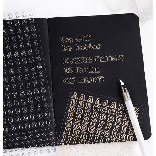 1 Sheet Golden Silver Collage Sticker Letter Digital DIY Combination Decoration For Album Handbook Journey Book