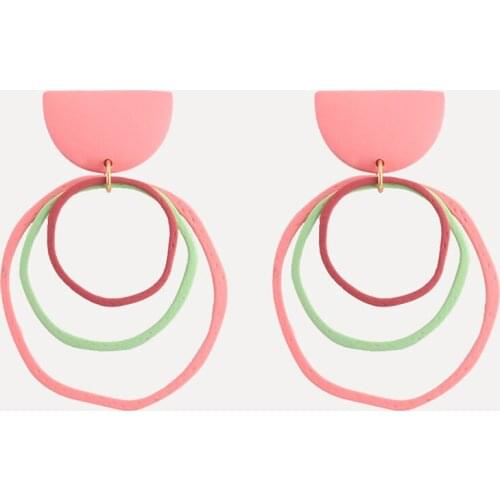 Creative Exaggeration Semicircular Irregular Geometric Round Earrings Candy Color Metal Paint Earrings Hipster Fashion Jewelry