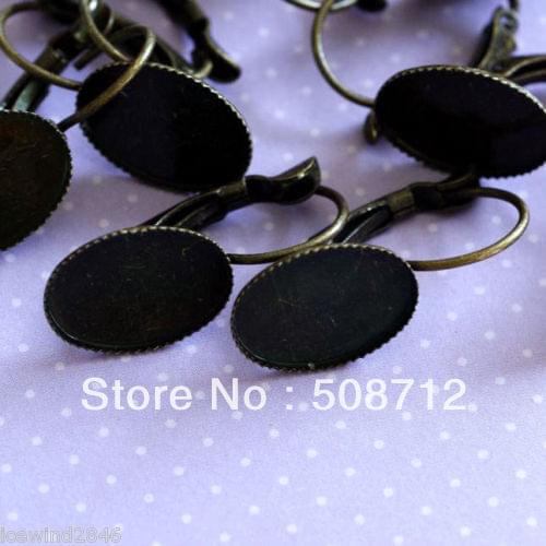 NEW Wholesale 200Pcs Antique Bronze French Earwires Hook With 10x14mm Oval Pad