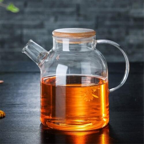 1600ml Clear Heat Resistant Clear Glass Teapot Coffee Tea Leaf Herbal Pot Flower Teapot Milk Juice Container Kettle Jug