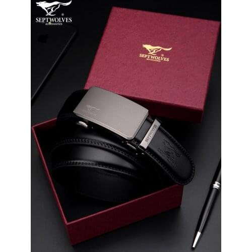 Mens Leather Belt Genuine Leather Belt Cowhide Trendy Mens Trendy Young People Custom High-End Automatic Buckle Pure