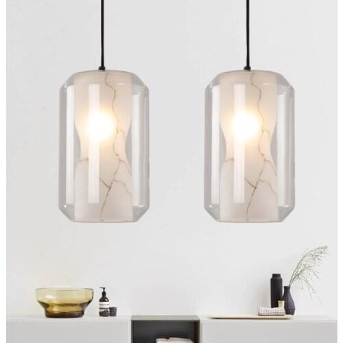 SGROW Modern Glass Lampshade Pendant Light Bar Decoration Creative Design Hanging Lamp for Kitchen Dinning Room Lighting Fixture