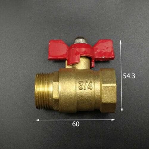 Female to MaLe Brass Ball Valve With Butterfly Handle DN20 3/4" BSP Temperature 0-60C Pressure 10 Bar