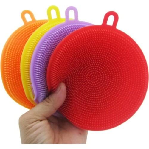 3Pcs Silicone Cleaning Brushes Soft Silicone Scouring Pad Washing Sponge Dish Bowl Pot Cleaner Washing Tool Kitchen Accessories