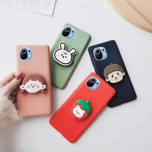 For xiaomi 11 11 Pro 3D DIY Cute Silicone Cartoon Phone Case For xiaomi 11 pro mi 11 Holder Stand Shockproof soft Phone Cover