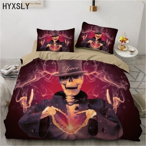 Skeleton 3D Bedding Set Queen King Size Skull Printed Duvet Cover With 1/2pc Pillowcase Comforter Bedclothes Home Textile Decor