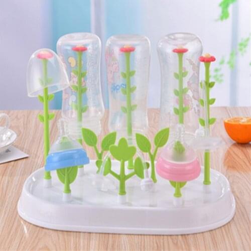 Baby Bottle Drying Rack Flower Tree Dryer Bottles With Lids High Quality Detachable Baby Feeding Bottle Holder Pacifier Shelf