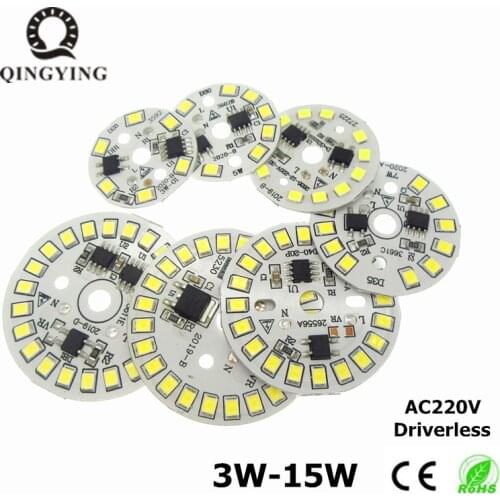 10pcs 3W 5W 7W 9W 12W 15W AC 220v LED PCB With Integrated IC Driver Warm white 3200K / White 6500K Driverless For Bulb Light DIY