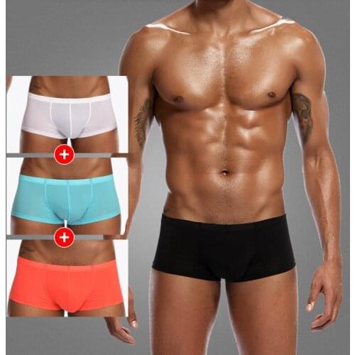 Pinky Senson mens brief mens flat pants U convex ice cream close-up low waist solid color large size breathable flat pants