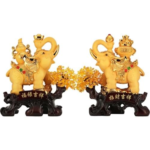Elephant Decoration Lucky Living Room Wine Cabinet Office Lucky Tree Home Decoration Craft Gifts Figurines Miniatures Ornaments