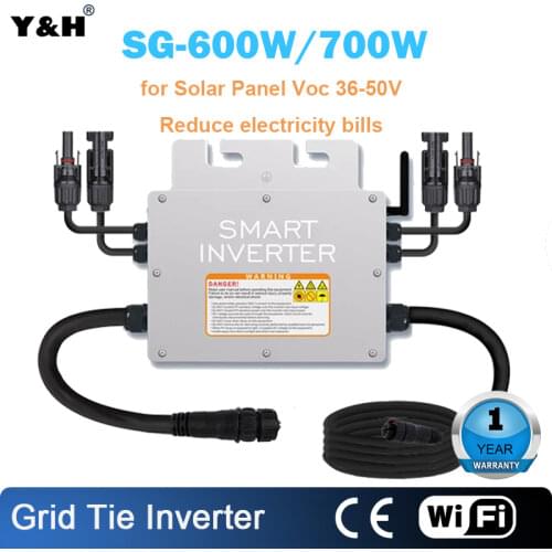 600W 700W Micro Solar Panel Smart Inverter Pure Sine Wave Home Inverter 36V MPPT On Grid Tie Inversor Ip65 for 110V 220V AC